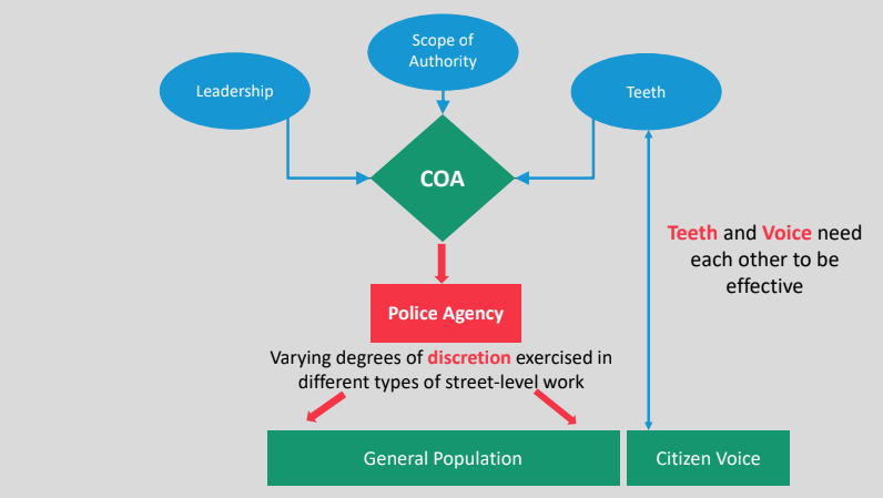 Flow chart of how citizen oversight of police functions